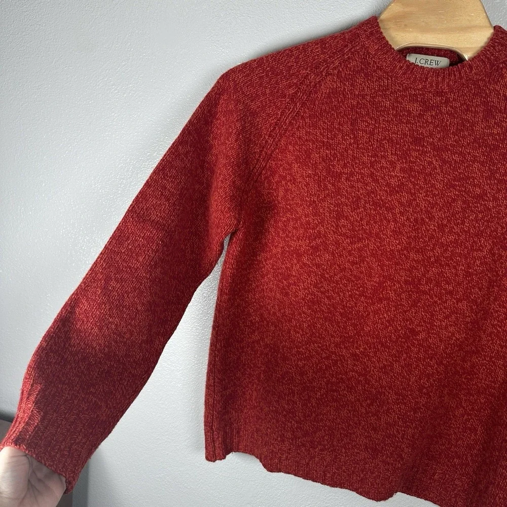 VTG J Crew Sweater Mens Size Large Red Orange 100%‎ Wool Crewneck Pullover Knit